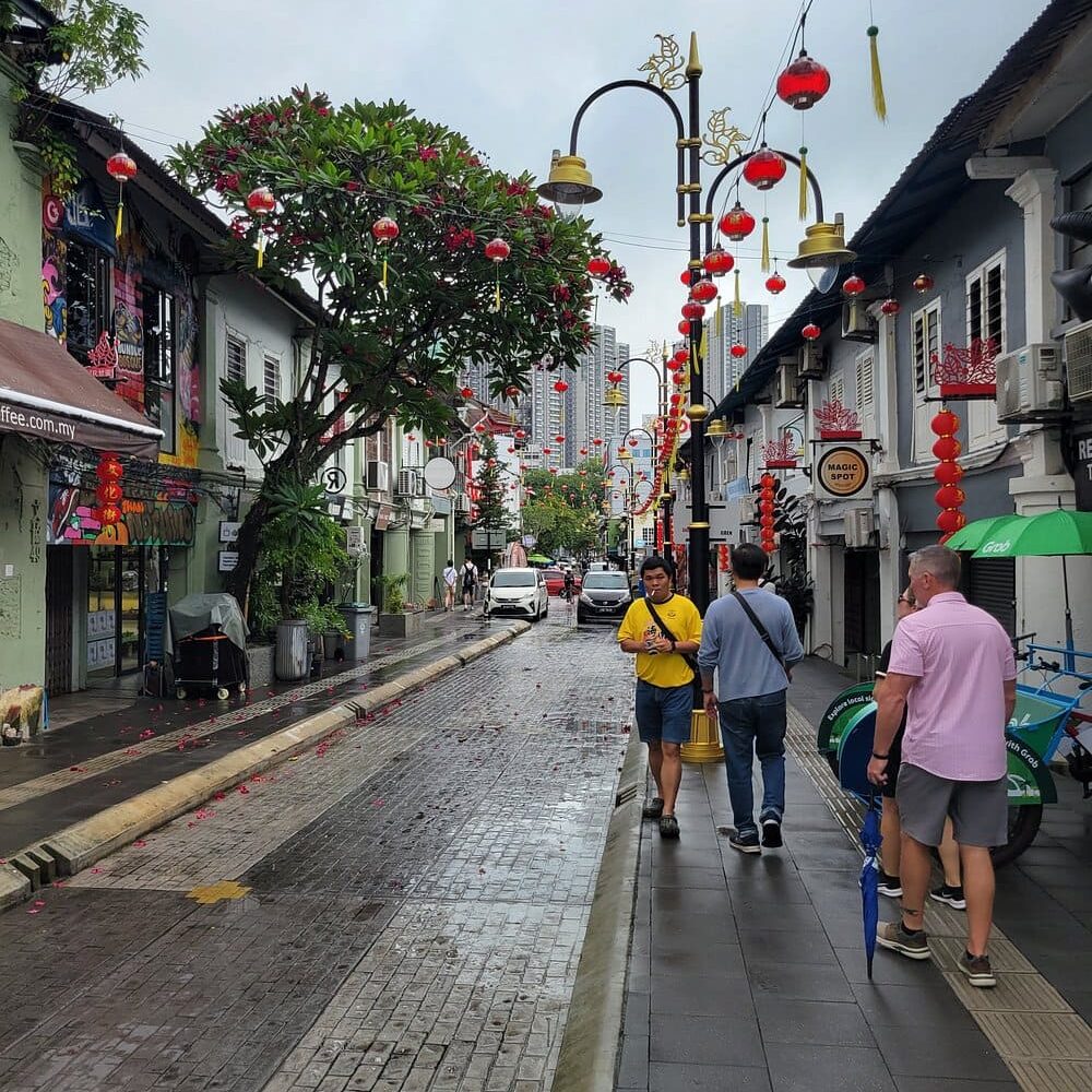 Tan Hiok Nee Heritage Street on a cloudy day during the private tour to Johor Bahru from Singapore.