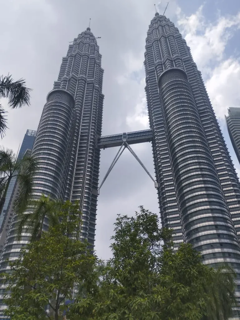 Petronas Twin Towers photographed from KLCC in Kuala Lumpur